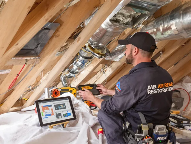 Grafton Air Duct Cleaning technician performing precise duct repair work in Grafton