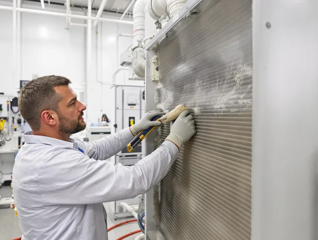 Grafton Air Duct Cleaning technician performing precision commercial coil cleaning at a Grafton business