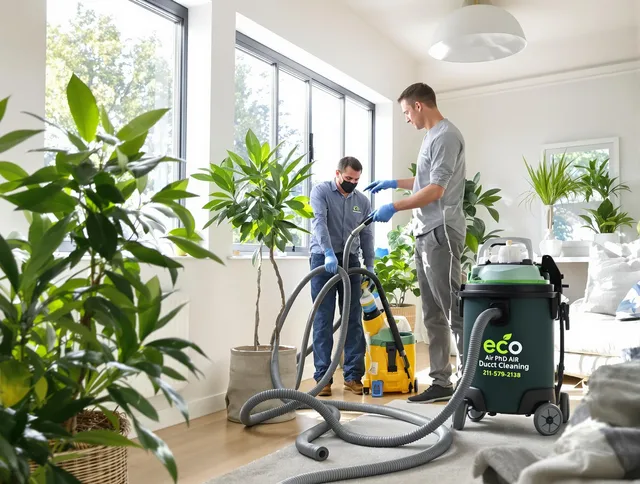 Grafton Air Duct Cleaning technician performing eco-friendly duct cleaning using sustainable methods in Grafton