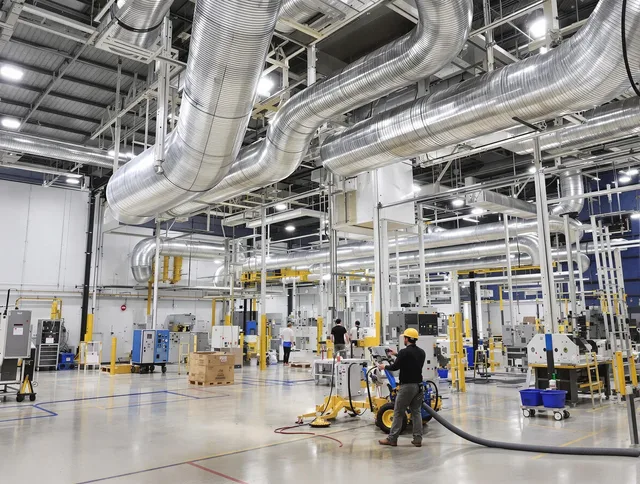 Grafton Air Duct Cleaning team performing comprehensive industrial duct cleaning at a large facility in Grafton