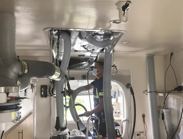 Grafton Air Duct Cleaning specialist performing precise mobile home duct cleaning in Grafton